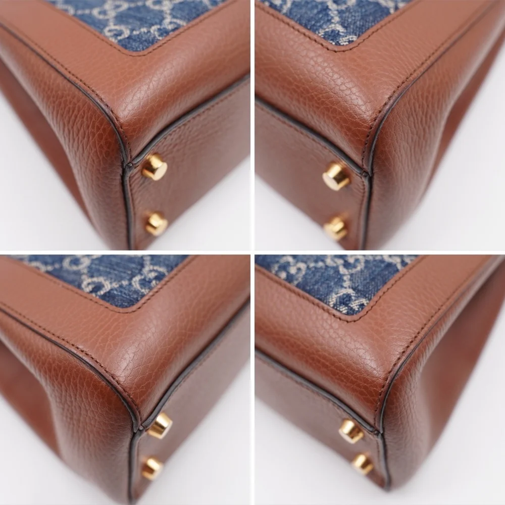 CF08 💟 GUCCI Jackie GG Denim and Leather Medium - Picture 8 of 15